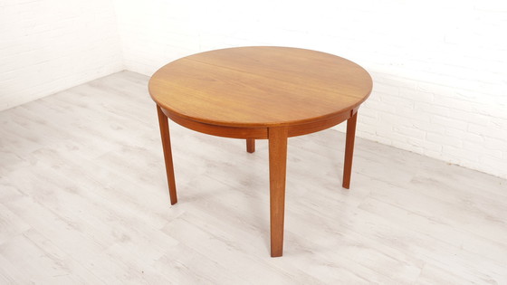 Image 1 of Table à manger ronde vintage | Teck | Extensible | 110 Cm