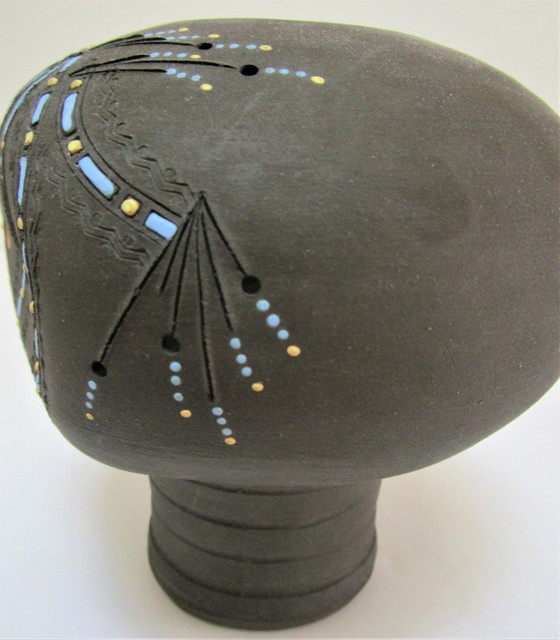 Image 1 of Bougeoir Anthropomorphe Céramique Scarifiée Estampillée Vintage Design