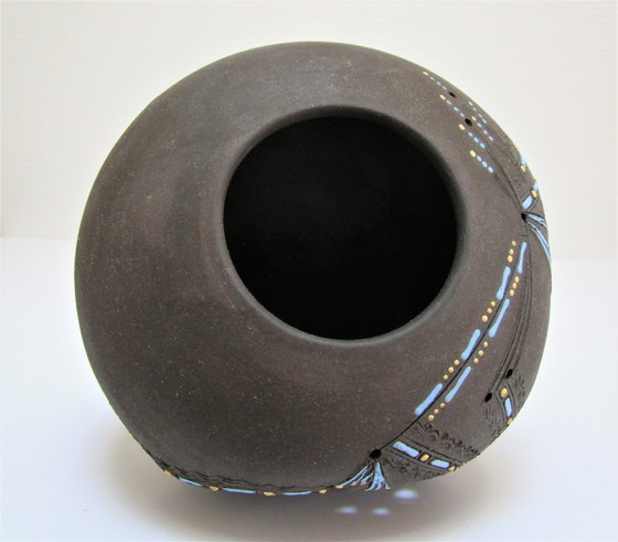 Image 1 of Bougeoir Anthropomorphe Céramique Scarifiée Estampillée Vintage Design