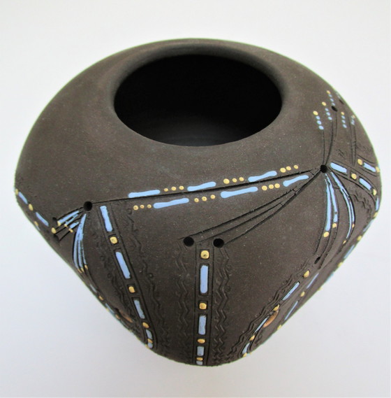 Image 1 of Bougeoir Anthropomorphe Céramique Scarifiée Estampillée Vintage Design