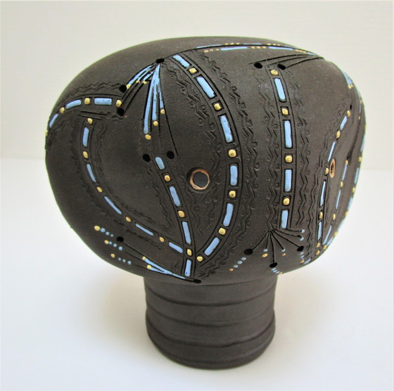 Image 1 of Bougeoir Anthropomorphe Céramique Scarifiée Estampillée Vintage Design