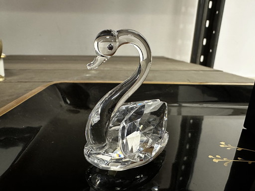 Figurine De Cygne En Cristal Taillé L 5 Cm / H 6 Cm