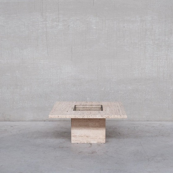 Image 1 of Table basse vintage en travertin, Belgique 1970