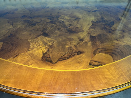 Table de salle à manger baroque italienne en noyer racine