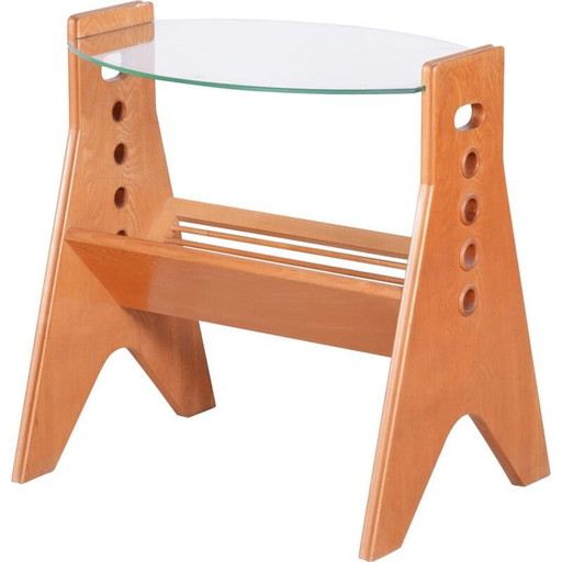 Table basse vintage avec porte-revues par Úluv, 1950