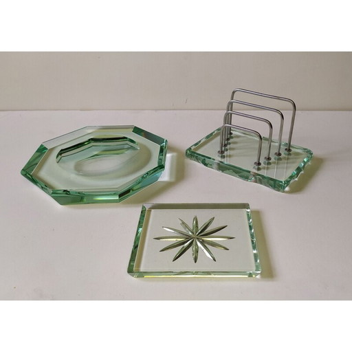 Set de bureau vintage en cristal par Fontana Arte, 1930