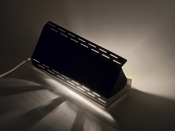 Image 1 of Mid Century Modern - Vintage 1980S G&G Gérard Gossé Grey Metal Adjustable Flip-Open Wall Lamp