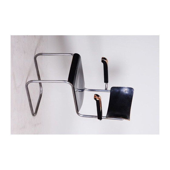Image 1 of Chaise vintage noire avec accoudoirs par Petr Vichr pour Vichr Co, Tchécoslovaquie 1930