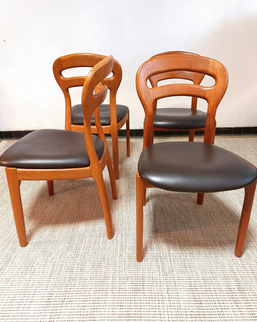 Chaises de salle à manger design danois Moller Teck/cuir - 4 pièces