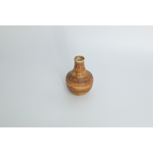 Vase de collection vintage en grès brun par Gunnar Borg pour Höganäs Keramik, Suède 1960