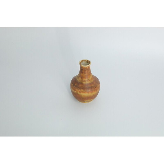 Image 1 of Vase de collection vintage en grès brun par Gunnar Borg pour Höganäs Keramik, Suède 1960