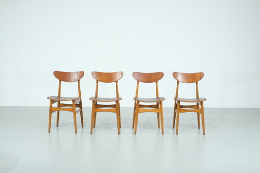 Ensemble de 4 chaises scandinaves en teck - 1960S