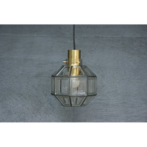 Lampe suspendue en cristal pour Glashütte Limburg, 1960