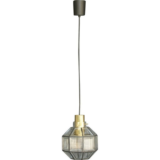 Lampe suspendue en cristal pour Glashütte Limburg, 1960