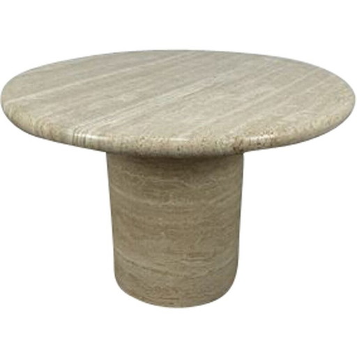 Table basse ronde en travertin vintage