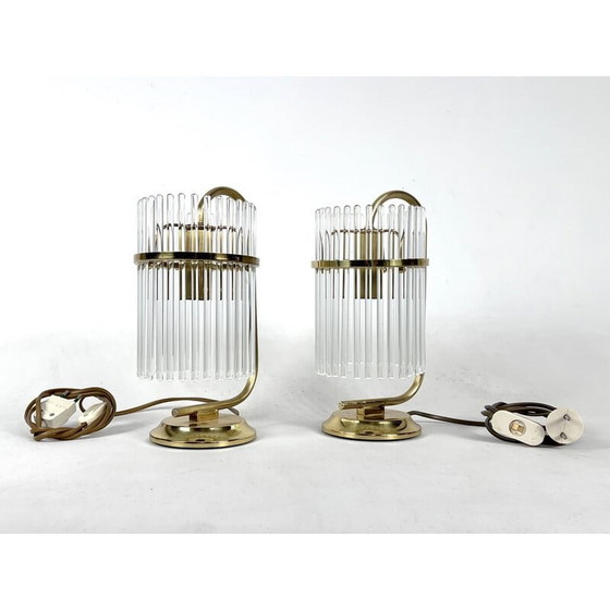 Image 1 of Paire de lampes de table italiennes vintage en laiton par Sciolari, Italie 1970