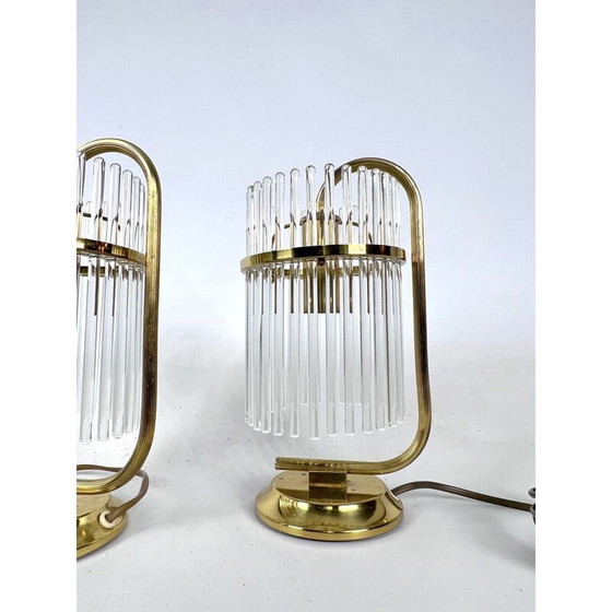 Image 1 of Paire de lampes de table italiennes vintage en laiton par Sciolari, Italie 1970