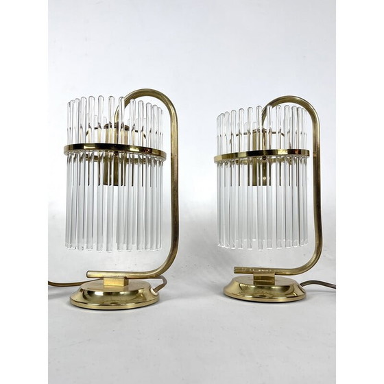 Image 1 of Paire de lampes de table italiennes vintage en laiton par Sciolari, Italie 1970