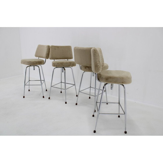 Image 1 of Ensemble de 4 chaises de bar vintage, Tchécoslovaquie 1960
