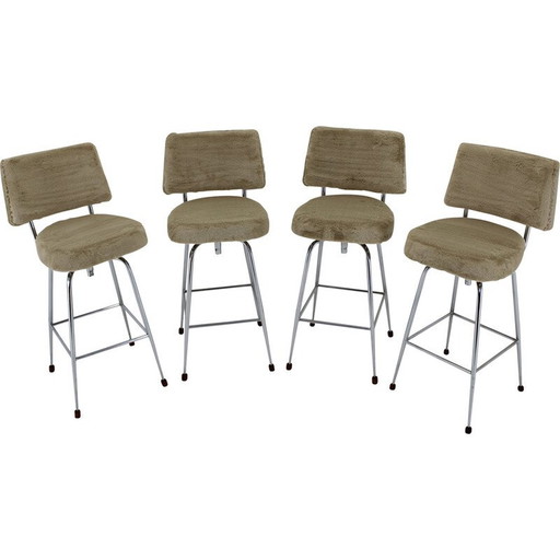 Ensemble de 4 chaises de bar vintage, Tchécoslovaquie 1960
