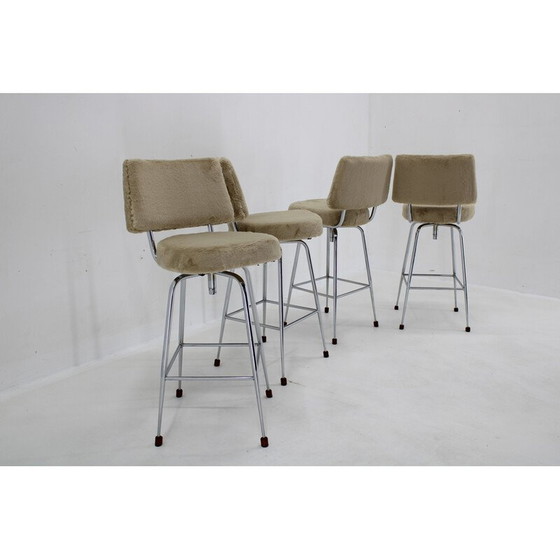 Image 1 of Ensemble de 4 chaises de bar vintage, Tchécoslovaquie 1960