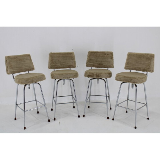 Image 1 of Ensemble de 4 chaises de bar vintage, Tchécoslovaquie 1960