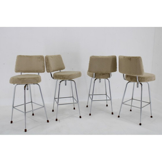 Image 1 of Ensemble de 4 chaises de bar vintage, Tchécoslovaquie 1960