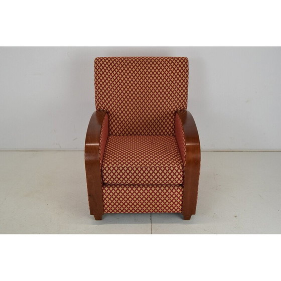Image 1 of Fauteuil vintage en tissu et bois, Tchécoslovaquie, années 1980