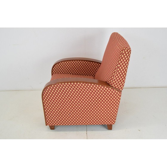 Image 1 of Fauteuil vintage en tissu et bois, Tchécoslovaquie, années 1980