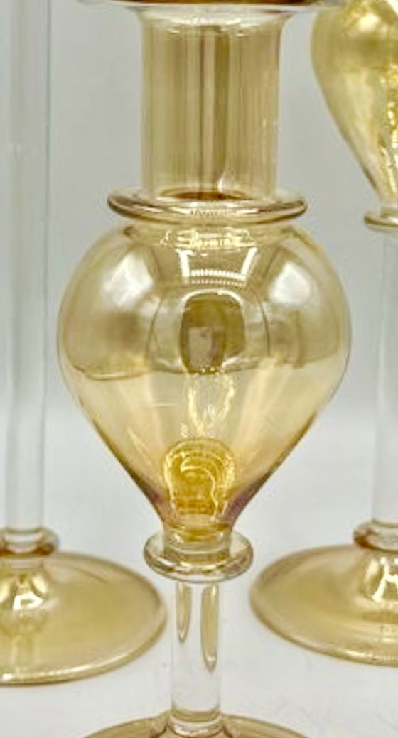 Image 1 of Bougeoirs Seguso en verre de Murano incrusté 24 K