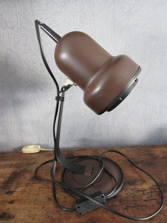 Image 1 of Lampe de bureau vintage marron