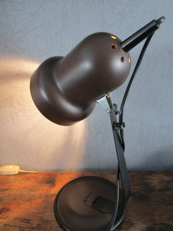 Image 1 of Lampe de bureau vintage marron
