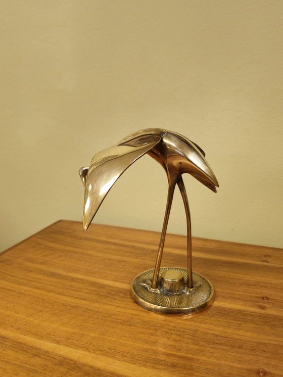 Image 1 of Oiseau en laiton vintage Grue Héron