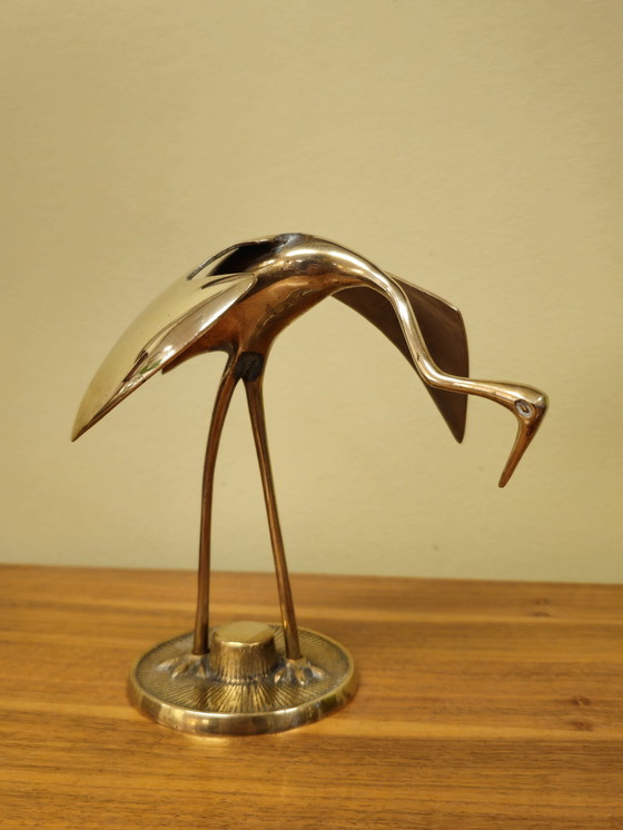 Image 1 of Oiseau en laiton vintage Grue Héron