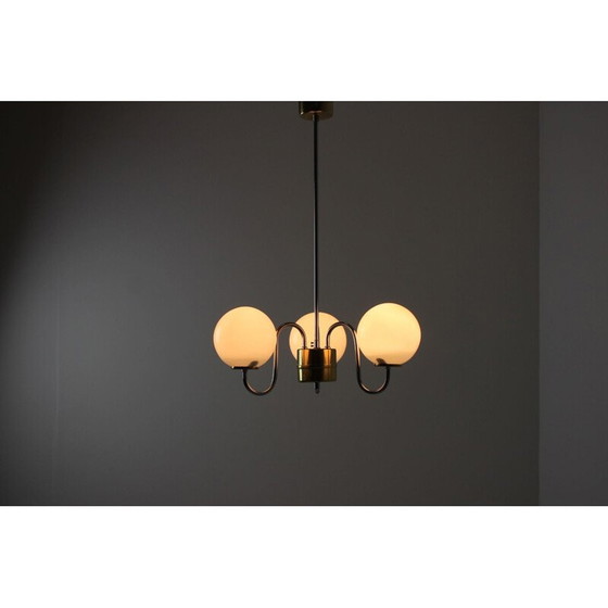 Image 1 of Lustre vintage en verre et métal par Lidokov, Tchécoslovaquie 1960