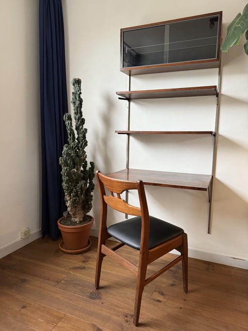 Système mural avec bureau en bois de rose 1960S