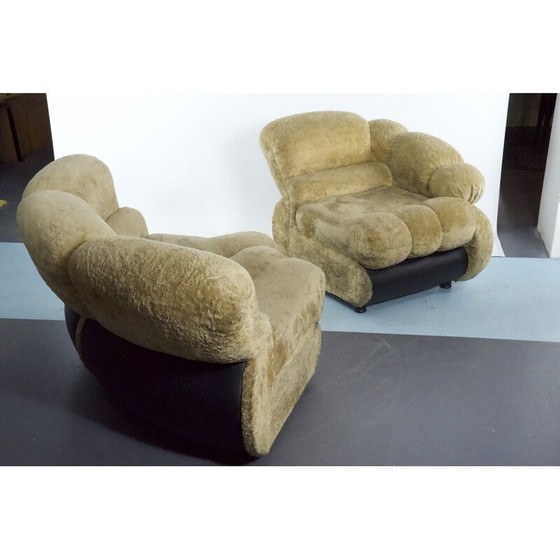 Image 1 of Ensemble de salon Vintage Space Age en faux cuir par Adriano Piazzesi, Italie 1970