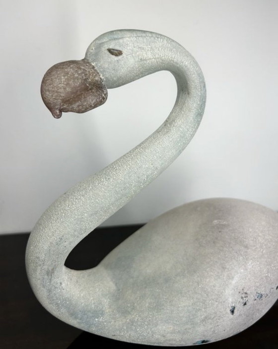 Image 1 of Grand Flamant Rose Verre Murano Scavo Ancien