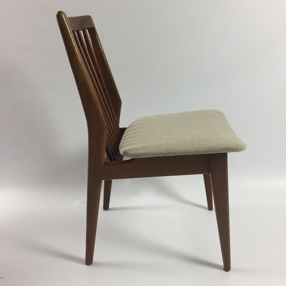 Image 1 of Ensemble de 4 chaises de salle à manger hollandaises en noyer - années 1960