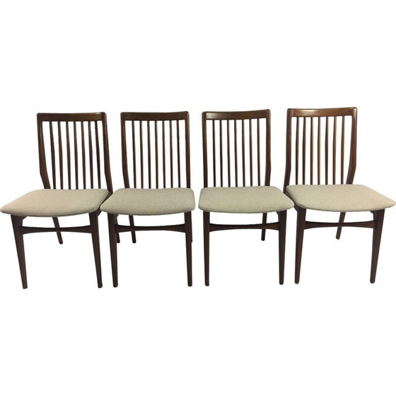 Image 1 of Ensemble de 4 chaises de salle à manger hollandaises en noyer - années 1960