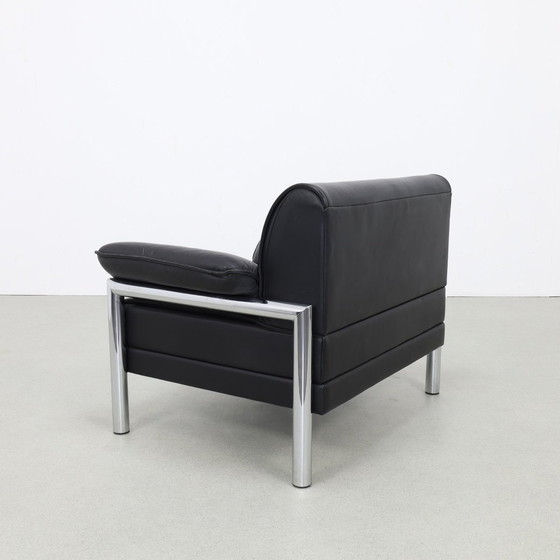 Image 1 of Fauteuil postmoderne en chrome et cuir, années 1980