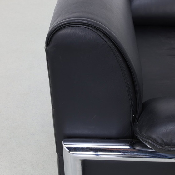 Image 1 of Fauteuil postmoderne en chrome et cuir, années 1980