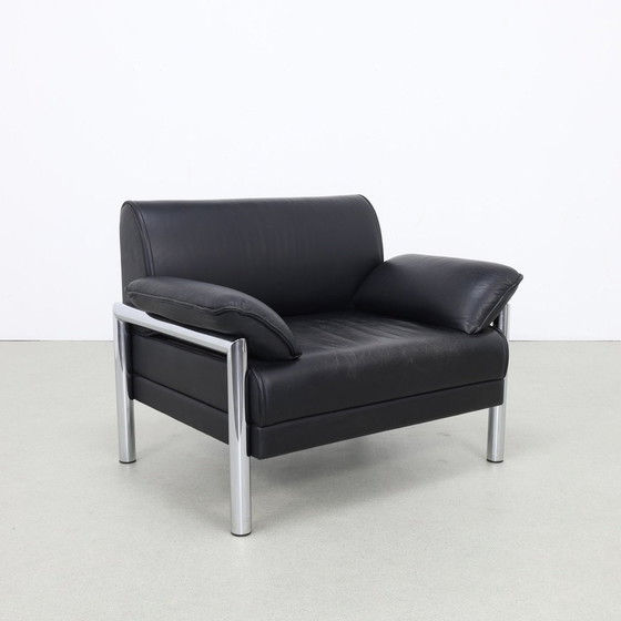 Image 1 of Fauteuil postmoderne en chrome et cuir, années 1980