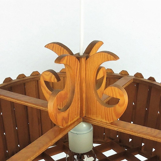 Image 1 of Lampe suspendue scandinave modèle "Krona" en pin, 1960
