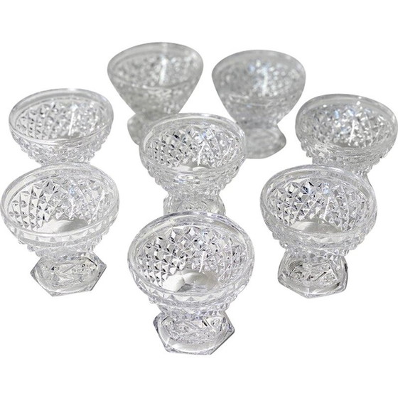 Image 1 of Set de 8 mini verres pressés vintage