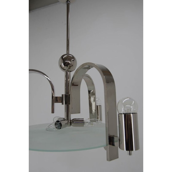 Image 1 of Lustre vintage à 6 flammes en nickel, années 1930