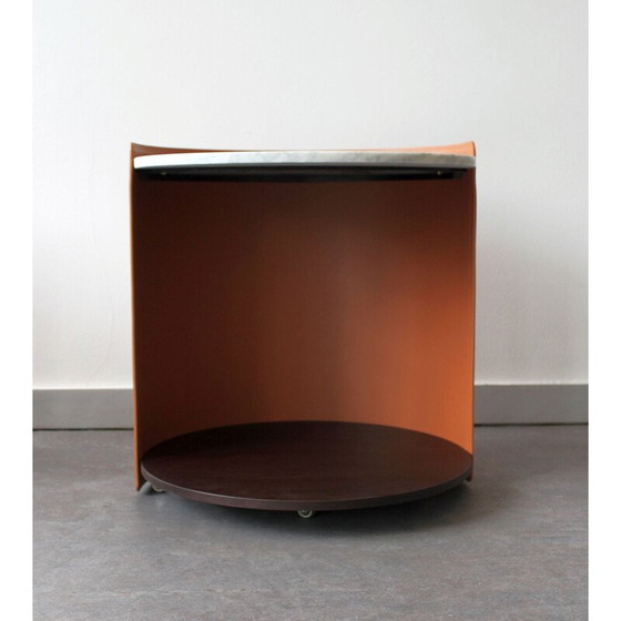 Image 1 of Table d'appoint vintage Harmon en aluminium et cuir par Camerich