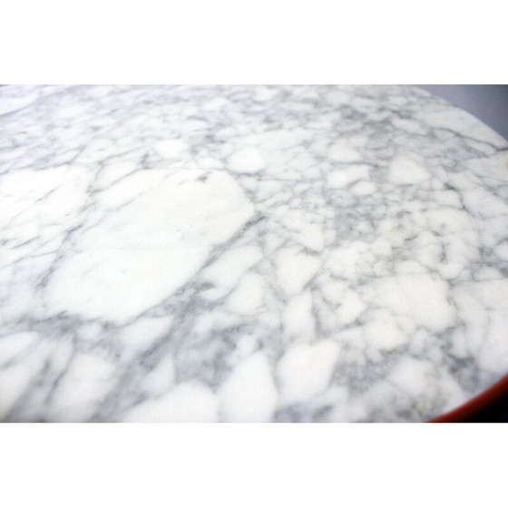 Image 1 of Table d'appoint vintage Harmon en aluminium et cuir par Camerich