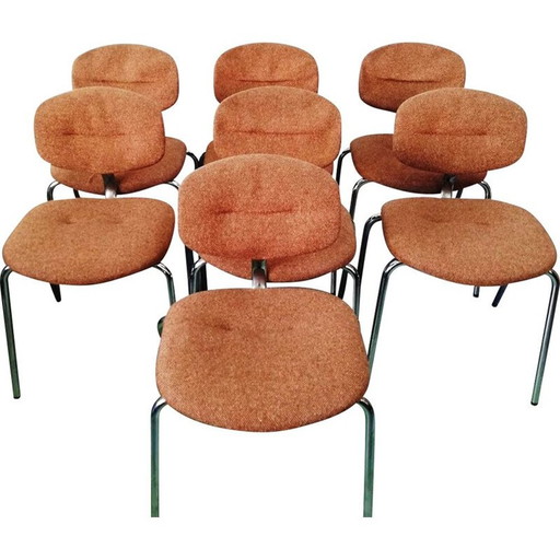 Ensemble de 7 chaises Straford vintage en tissu rembourré par Pierre Paulin