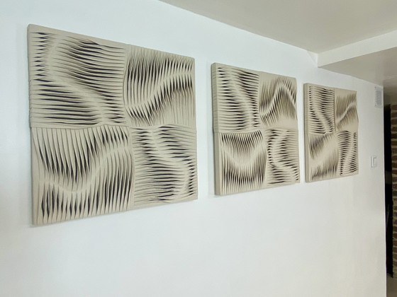 Image 1 of Tableau Sculpture Art Textiles Réf Milk and Chocolate